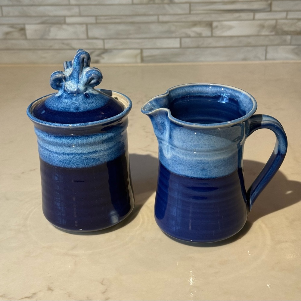 Signed Studio Pottery Creamer and Sugar Set